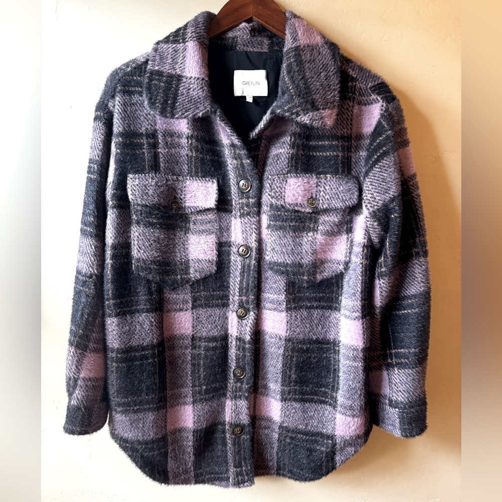 Greylin Purple Plaid Shacket (Anthropologie)